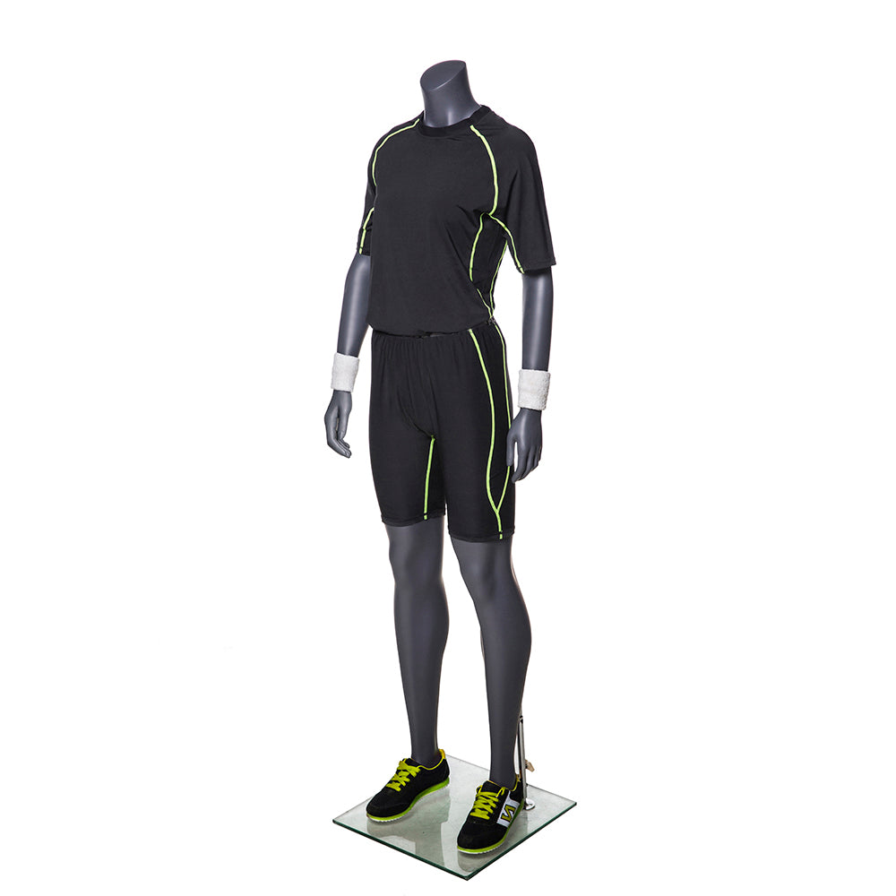 Sports Headless Female Mannequin with Arms at Side 2: Matte Grey