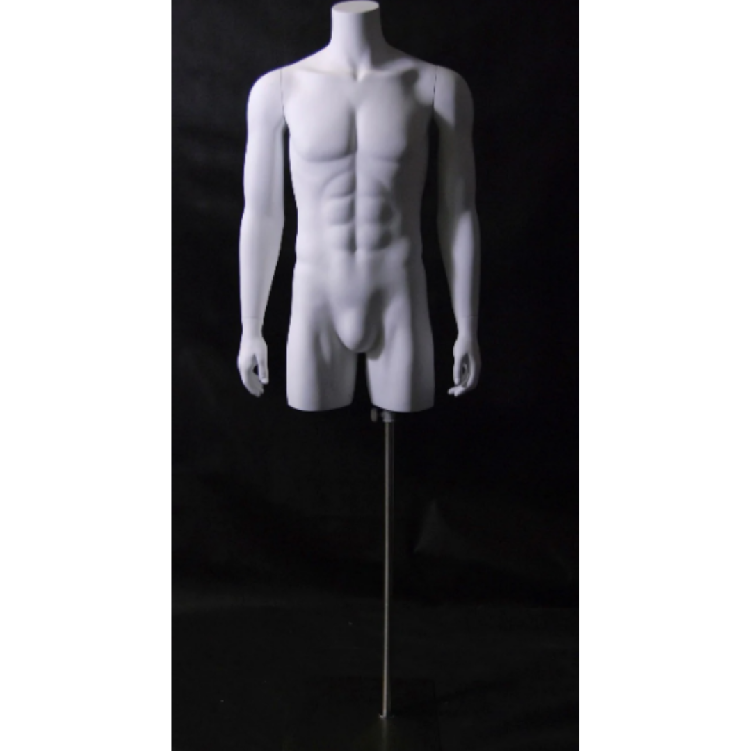 Male Headless Torso Mannequin with Removable Arms, White Color