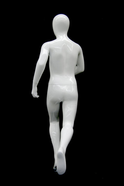 Running Male Youth Mannequin: Glossy White