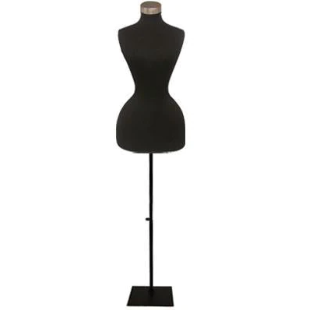Wasp Waist Corset Dress Form: Black Jersey on Black Metal Base – Mannequin  Madness