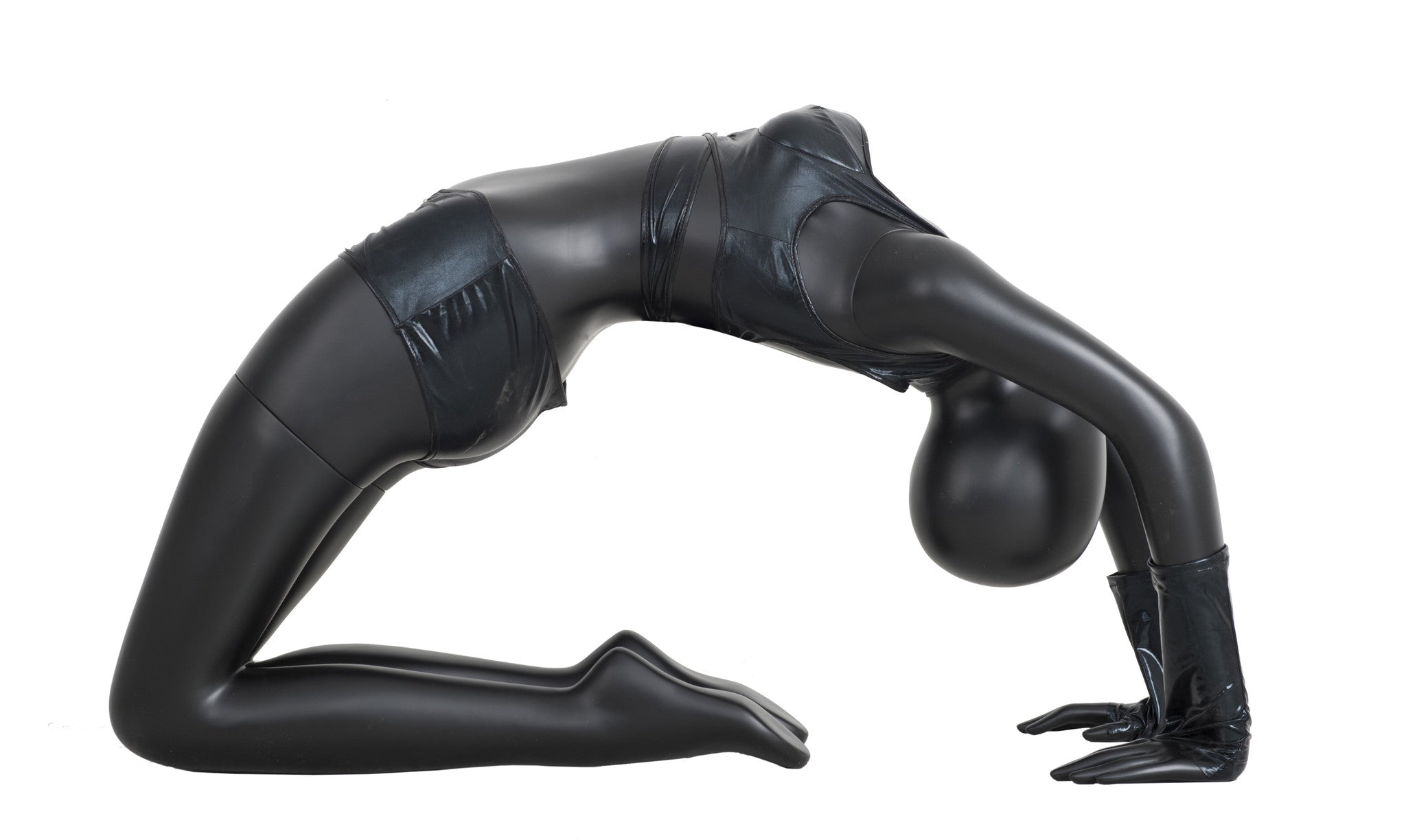 Yoga Egghead Female Mannequin in Handstand Pose: Black Matte
