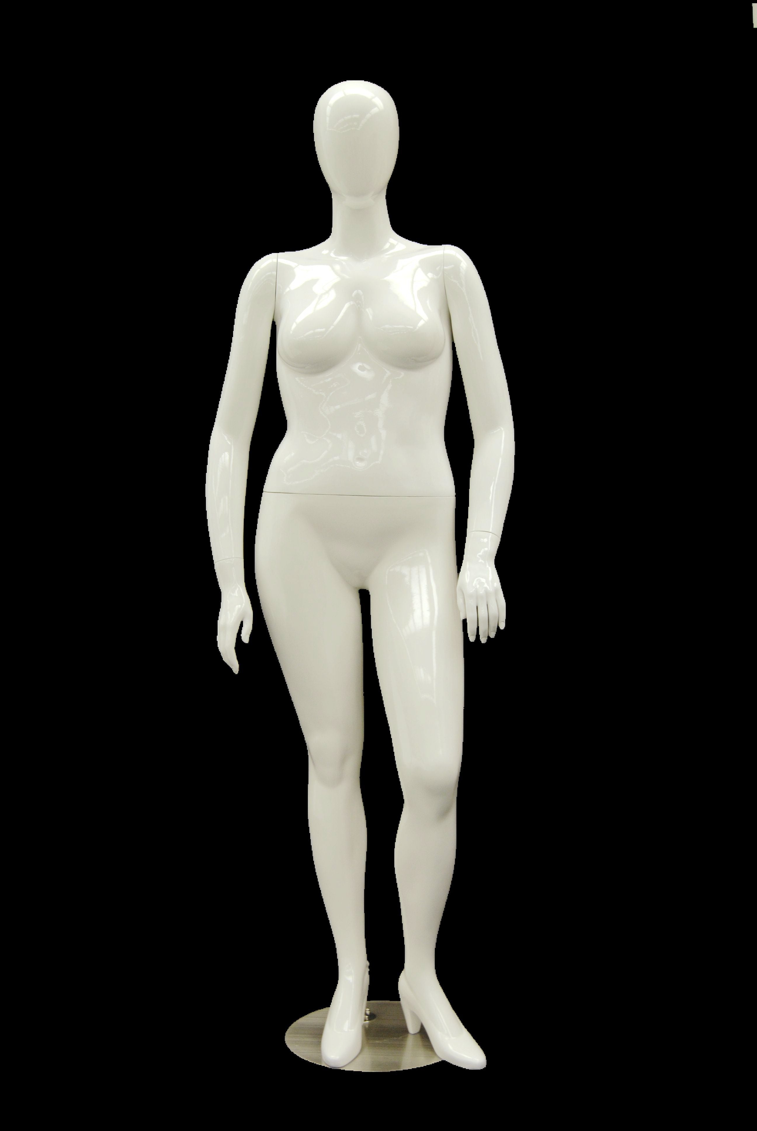 Nancy 2, Plus-Size Female Egghead Mannequin in Glossy White