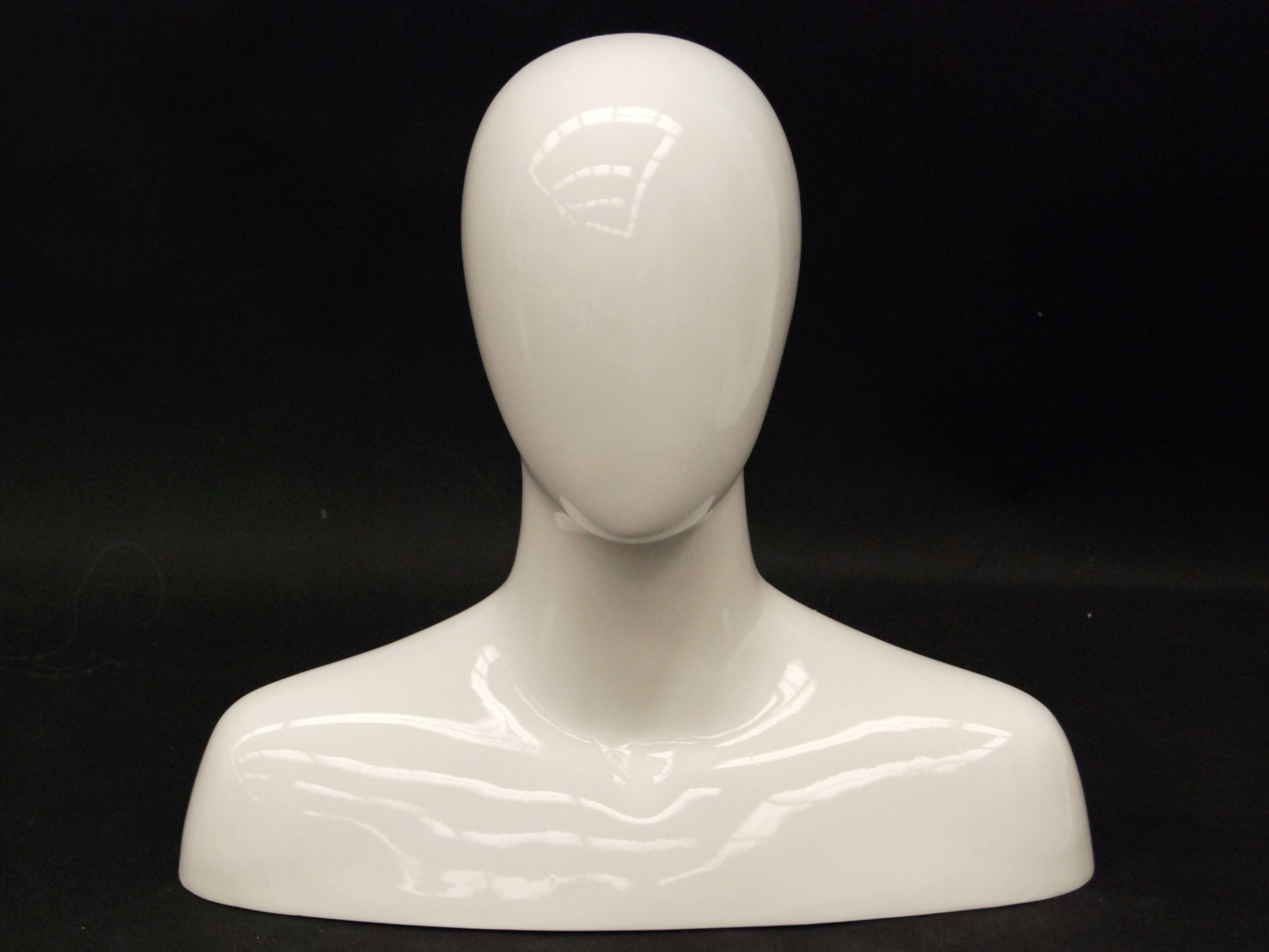 Male Mannequin Head with Round Shoulder White Mannequin Madness