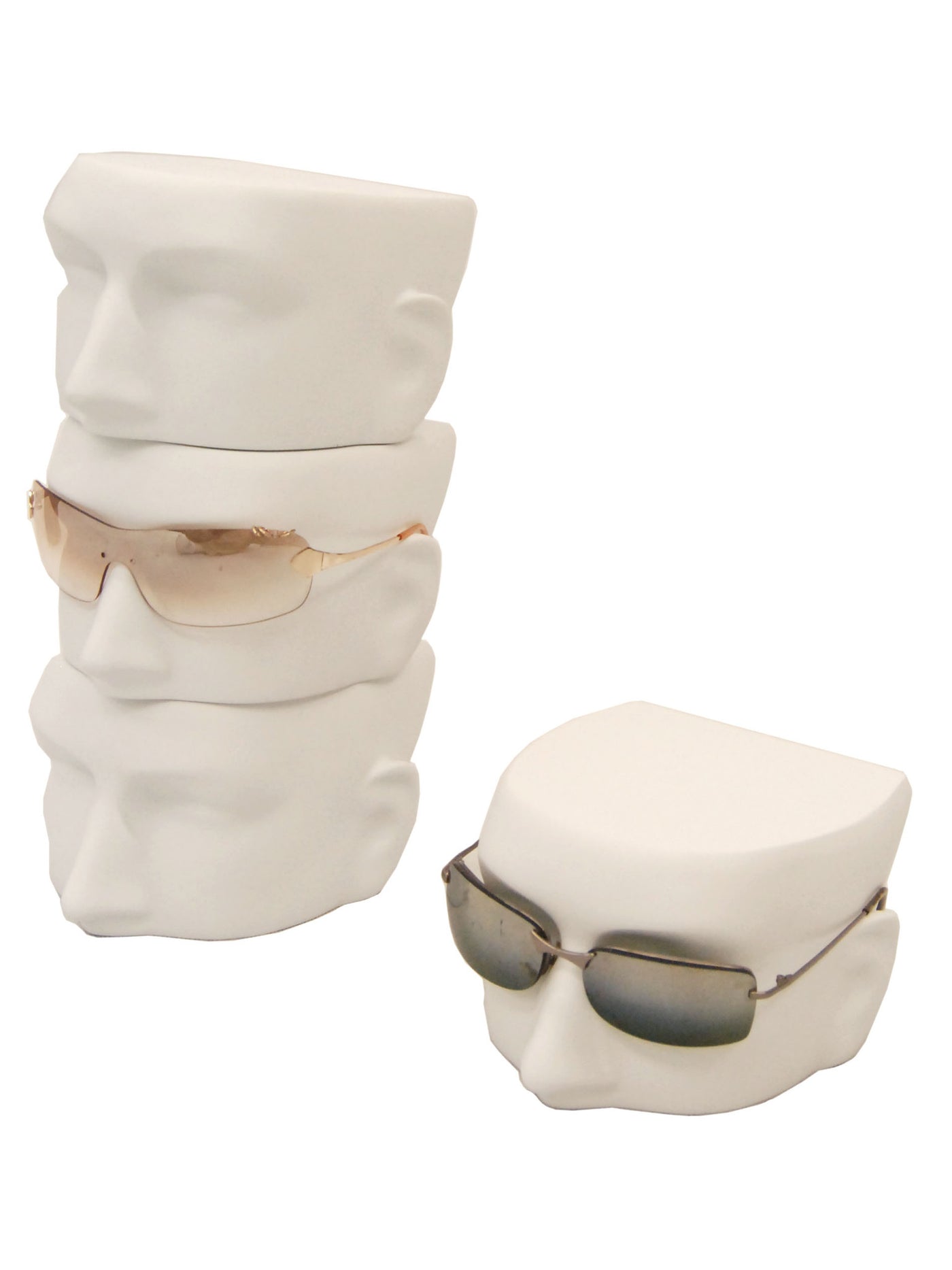 White Eyeglasses Display Head: 4-Pack Male