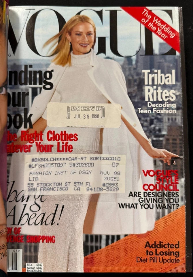 Vogue Magazines 1998 July - September Gently Used Hardbound Book