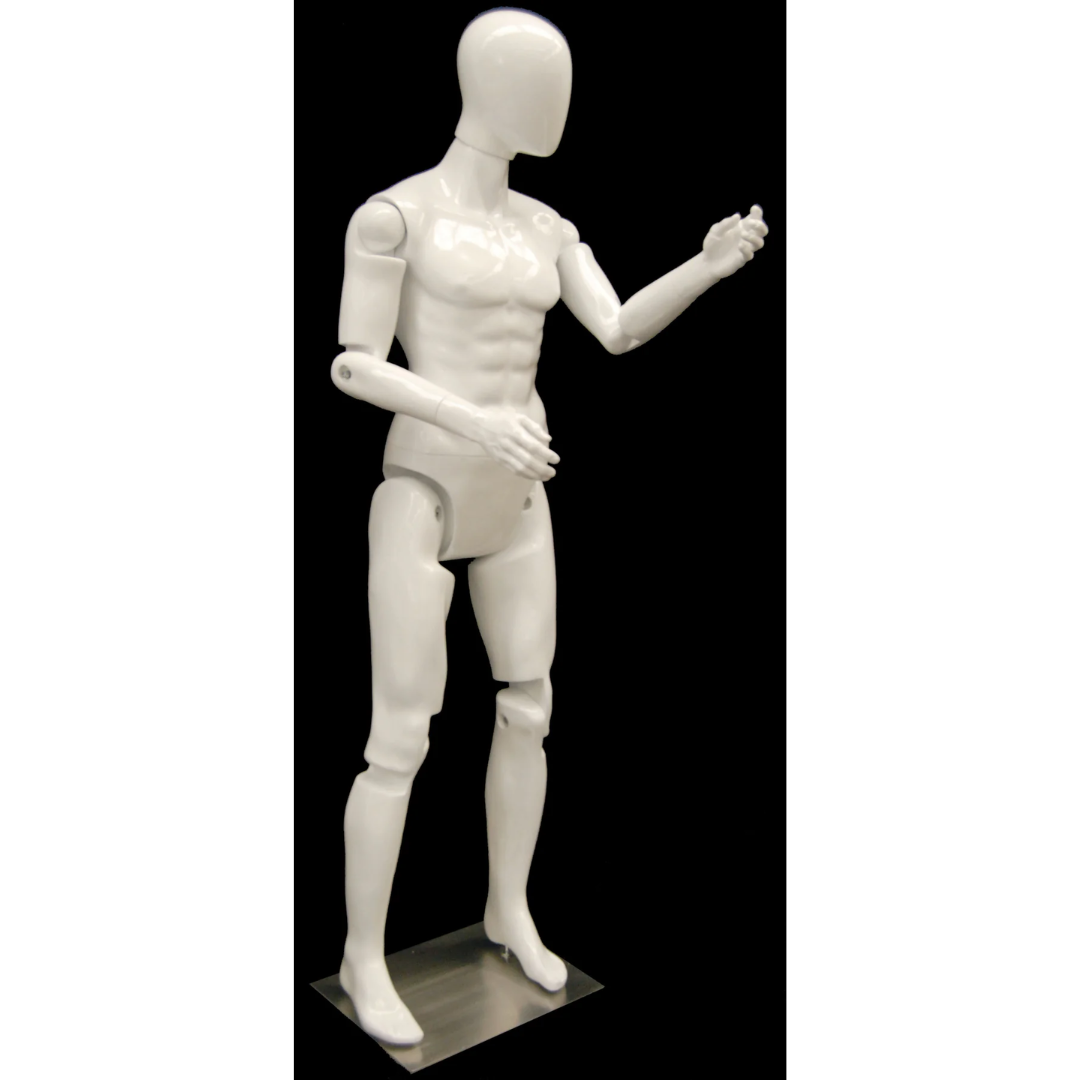 Articulated Egghead Male Mannequin: White