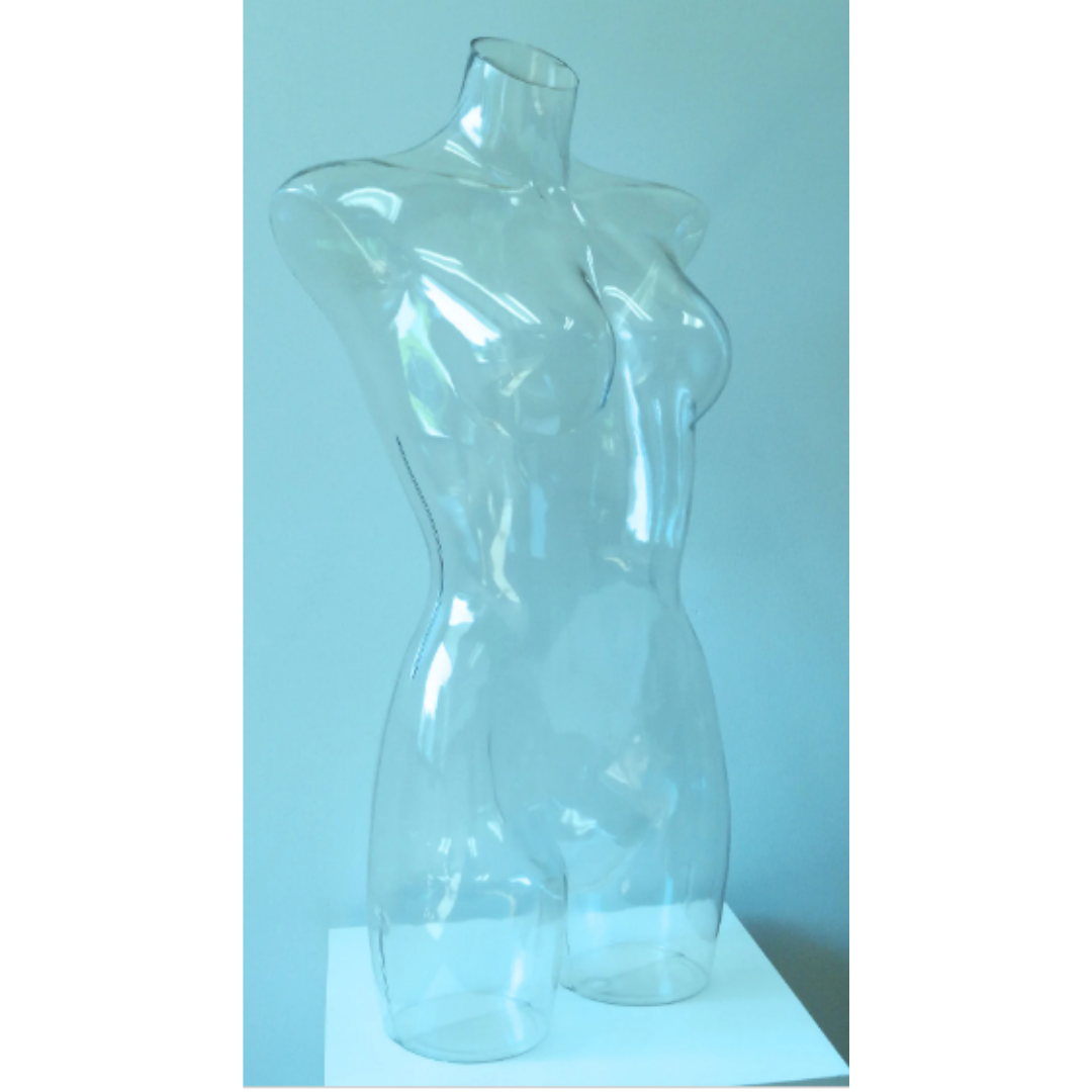 Clear-Invisible Female Half-leg  Mannequin Torso with Shoulder Caps -- 2 Base Options
