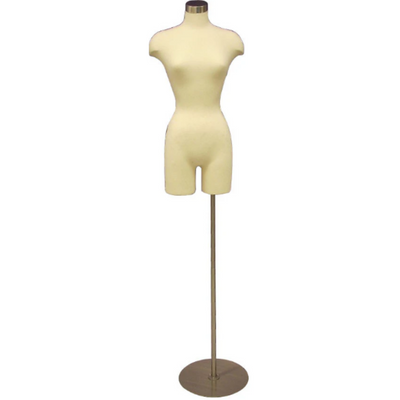 Female 3/4 Mannequin Torso with Half Leg & Shoulders: Size 2/4
