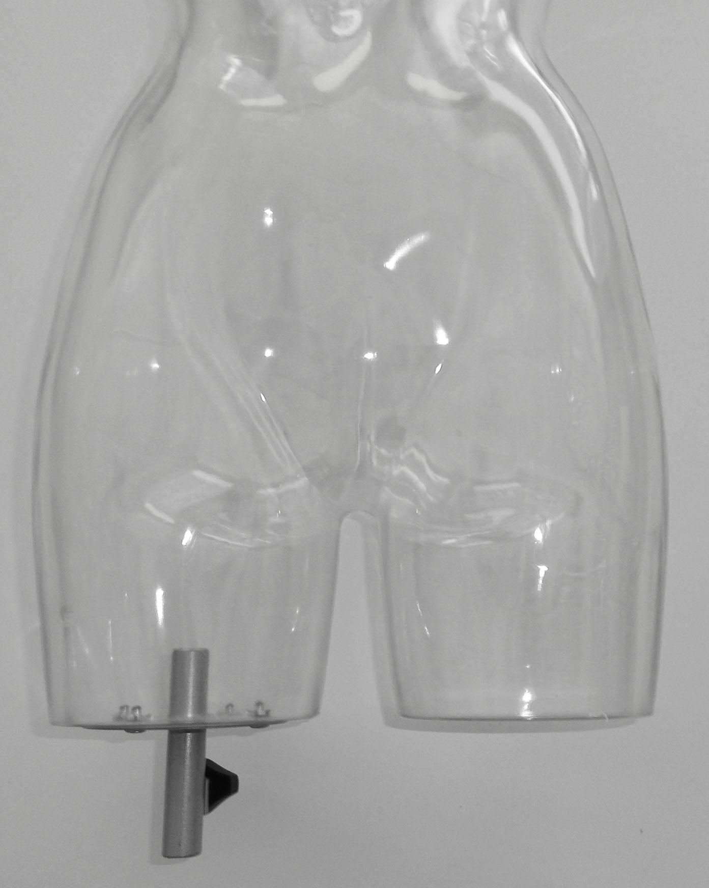 Clear-Invisible Female Half-leg  Mannequin Torso with Shoulder Caps -- 2 Base Options