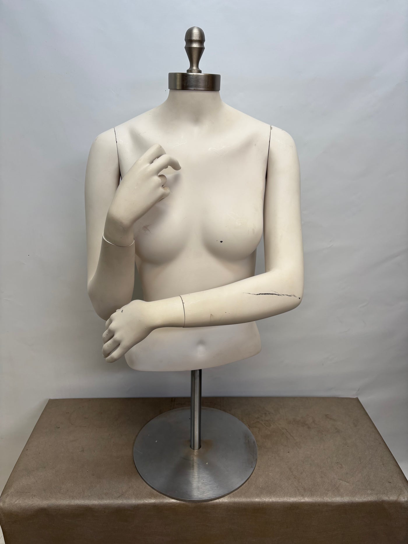 Used Female Mannequin Torso with Silver Neck Cap