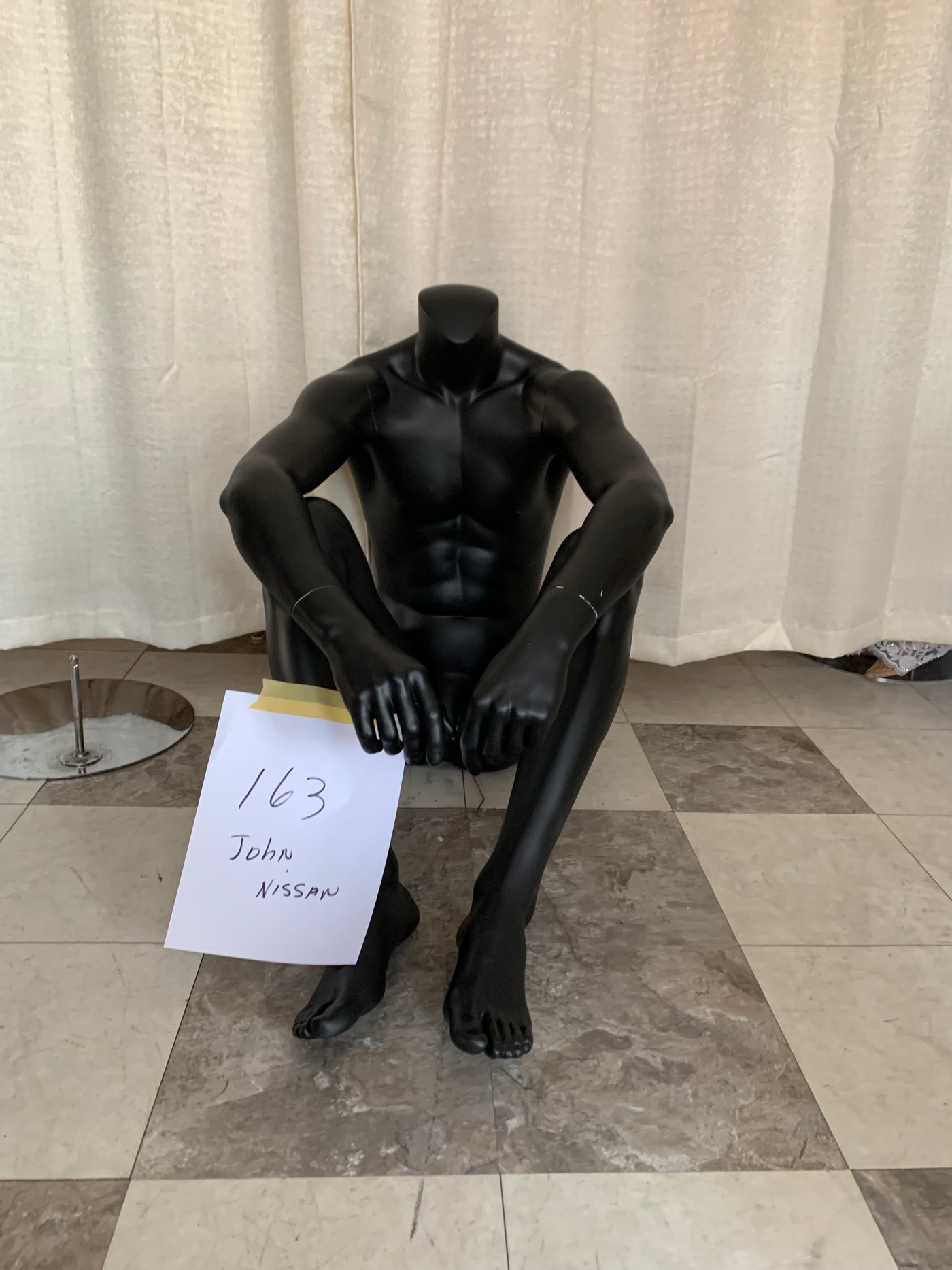 Used Seated Headless John Nissen Male Mannequin - #163  Black Color