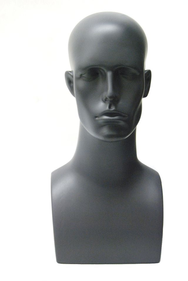 Don - Plastic Male Mannequin Head in Matte Grey