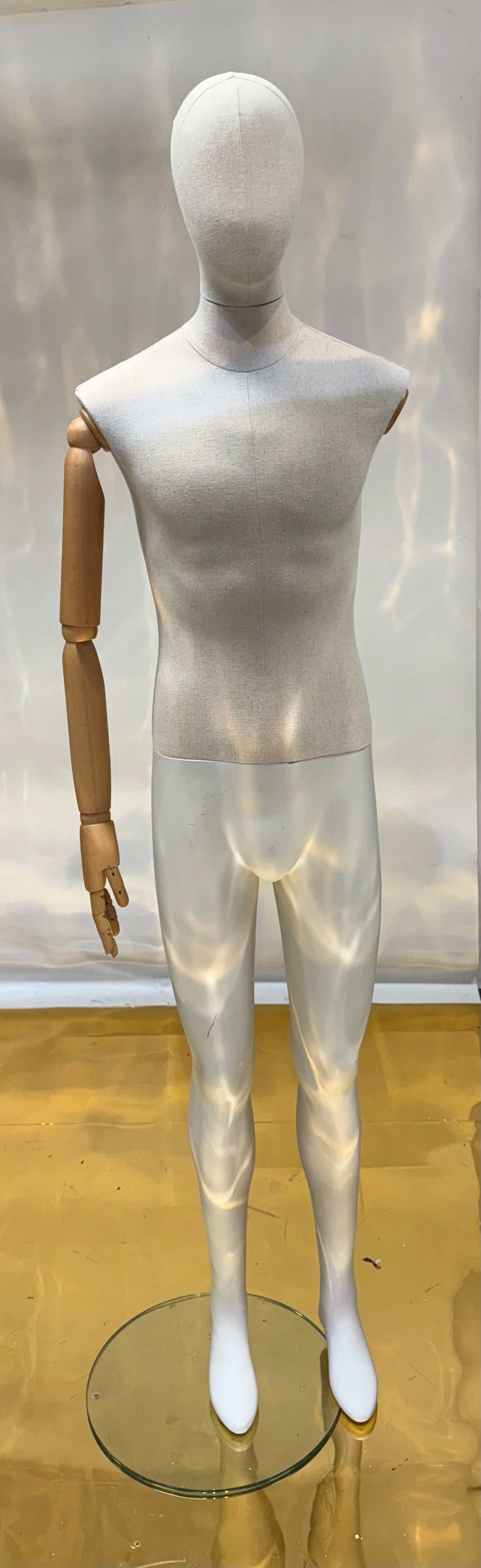 Used Male Mannequin with one Wooden Articulated Arm