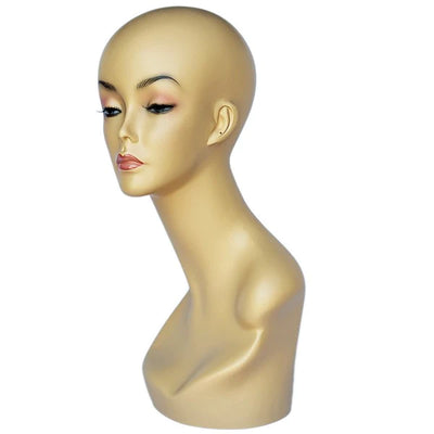 Lindsey: Female Mannequin Head Form with V-Neck & Partial Shoulder