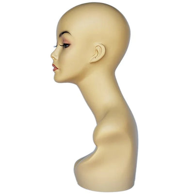 Lindsey: Female Mannequin Head Form with V-Neck & Partial Shoulder