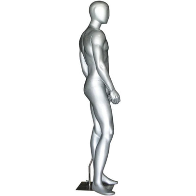Egghead Standing Masculine Male Mannequin with Base: Silver
