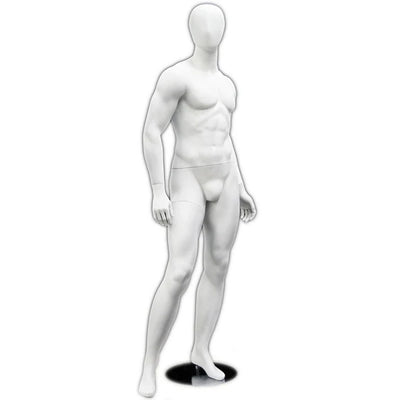 Egghead Standing Masculine Male Mannequin with Base: White