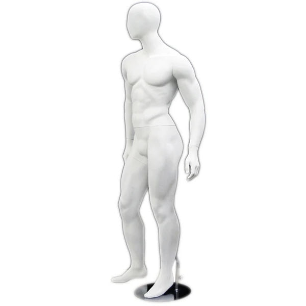 Egghead Standing Masculine Male Mannequin with Base: White