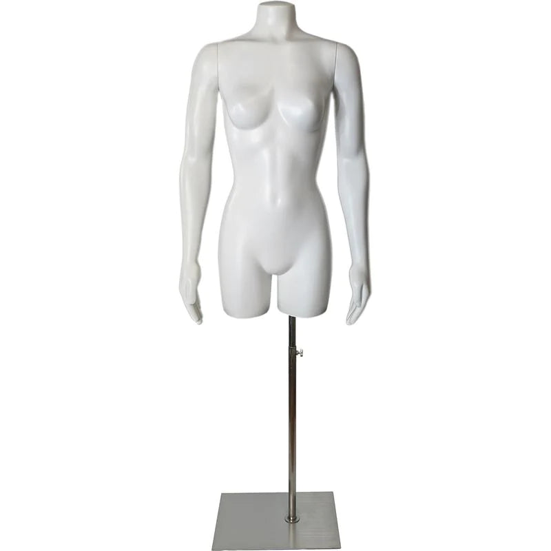 Nearly New Plus-Size Female 3/4 Mannequin Form: With Arms & Stand