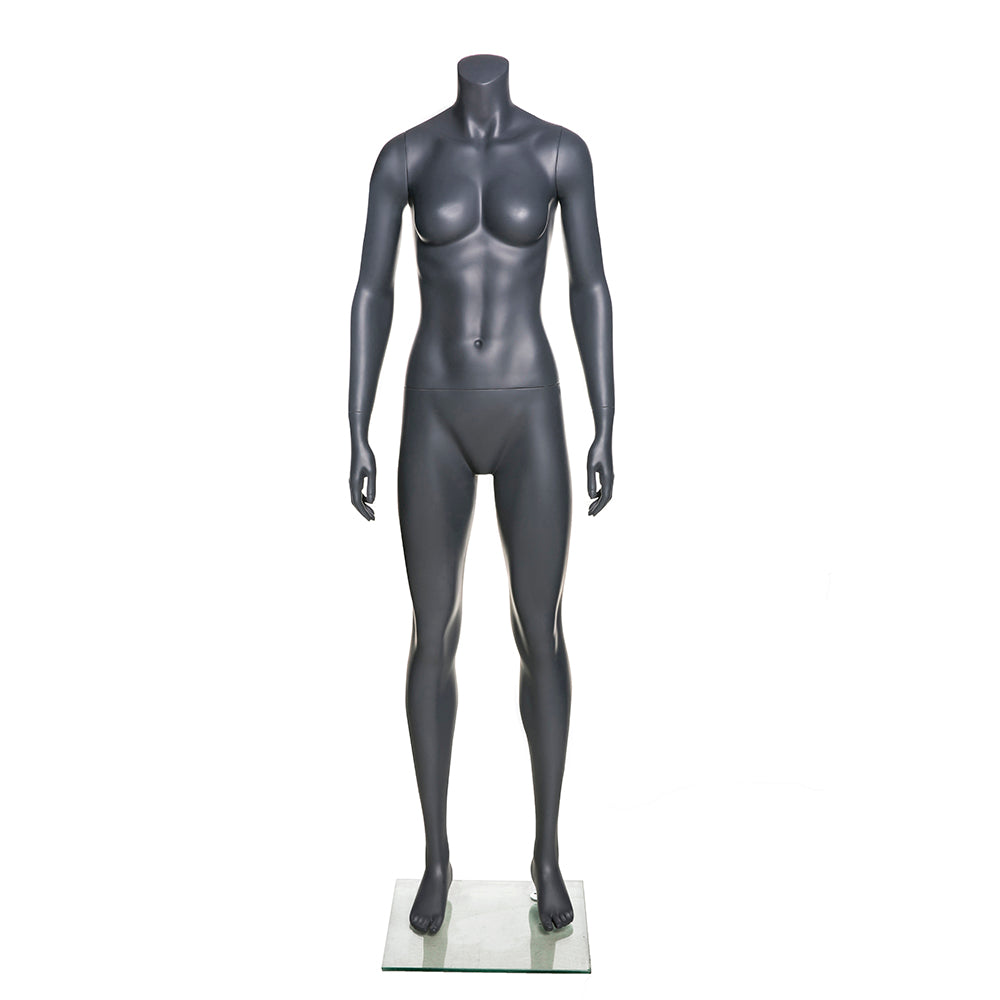 Sports Headless Female Mannequin with Arms at Side 2: Matte Grey