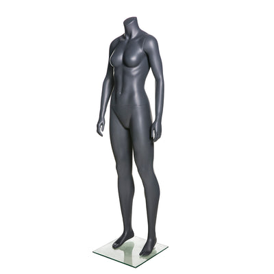 Sports Headless Female Mannequin with Arms at Side 2: Matte Grey