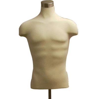 Male Body Form White Jersey w/ Shoulders, Tabletop Stand