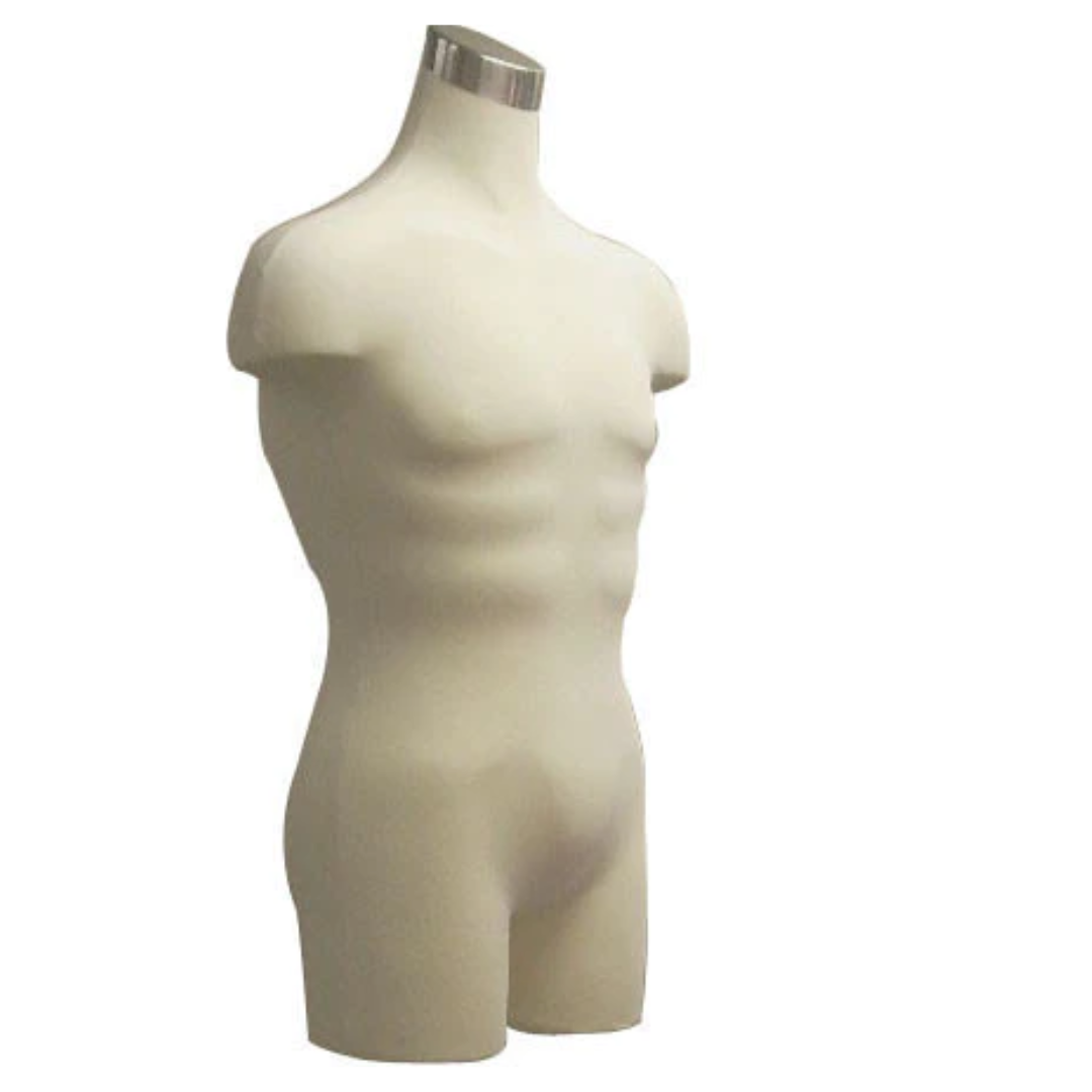 Male Half Leg Dress Form White Jersey w/ Shoulders