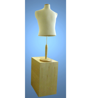 Male Shirt, Cream Jersey, Natural Wood Neck and Base
