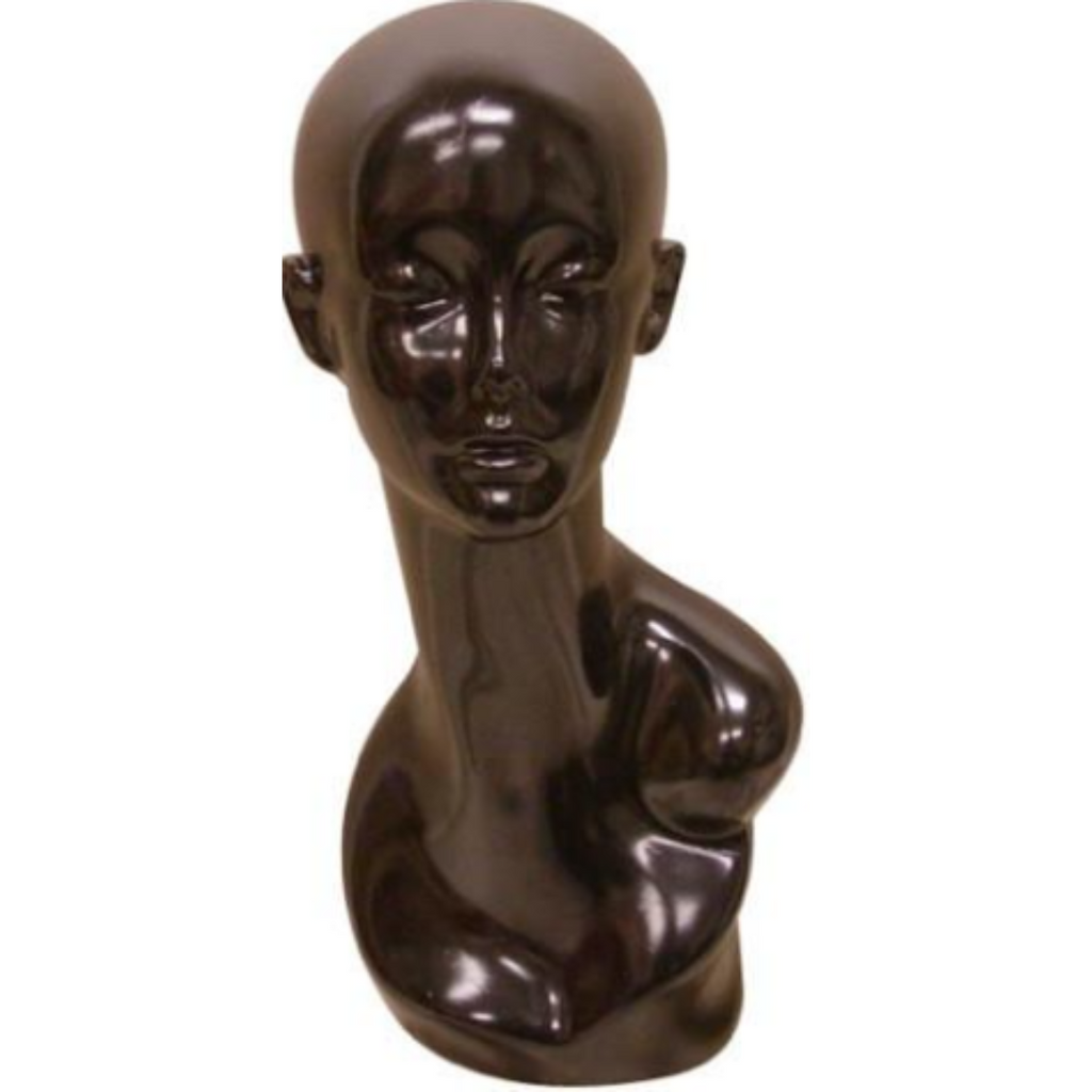 Tina: Mannequin Head in Black Plastic – Mannequin Madness