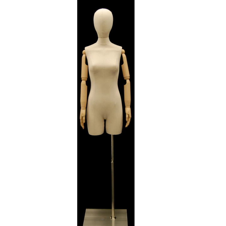 Female Half-Leg Dress Form with Bendable Arms: Natural Linen Mannequin Madness Female Half-Leg Dress Form with Bendable Arms: Natural Linen Mannequin Madness