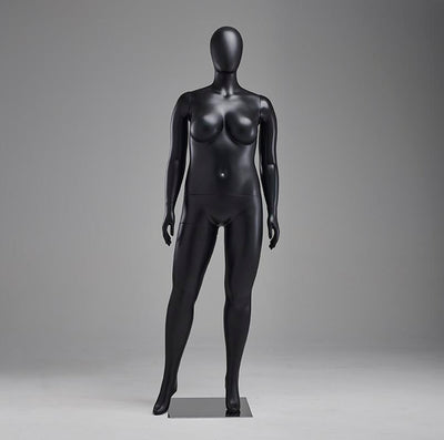 Plus-Size Female Egghead Mannequin: PP Plastic in Matte Black