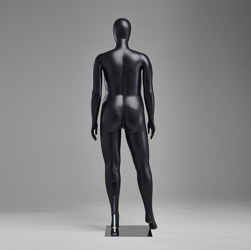 Plus-Size Female Egghead Mannequin: PP Plastic in Matte Black