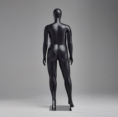 Plus-Size Female Egghead Mannequin: PP Plastic in Matte Black