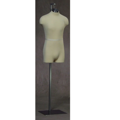Size 38 CREAM Cloth Hanging Male Mannequin Torso Form on Metal Stand