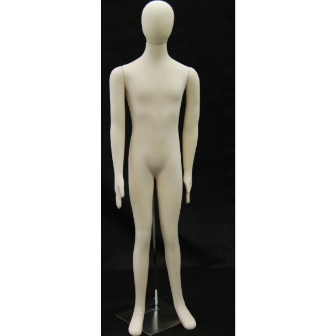 White Cloth Egghead Male Mannequin: Bendable with Removable Head
