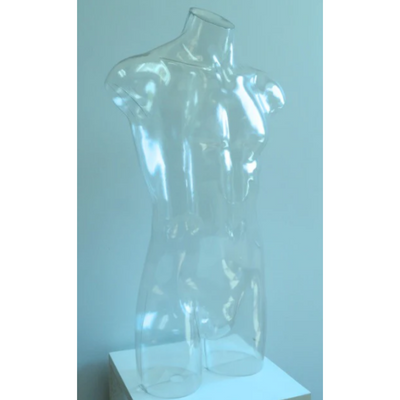 Clear-Invisible Male Half-Leg Mannequin Torso with Shoulder Caps