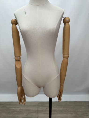 Used Female Mannequin Dress Form w/Bendable Wood Arms