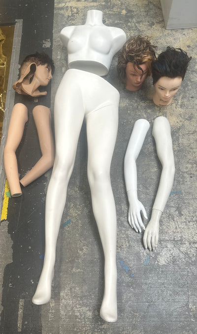 Female Mannequin Parts Bundle for Halloween Displays - Used heads, arms, torso and legs