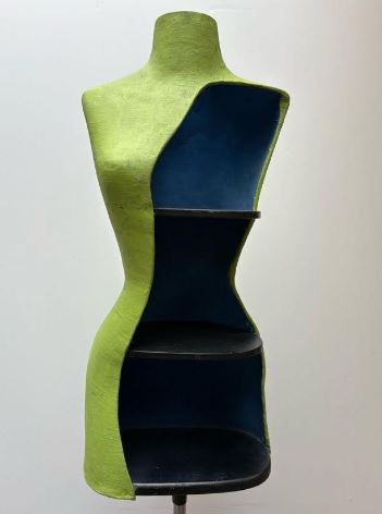 Used Female Dress Form with Shelf - Green
