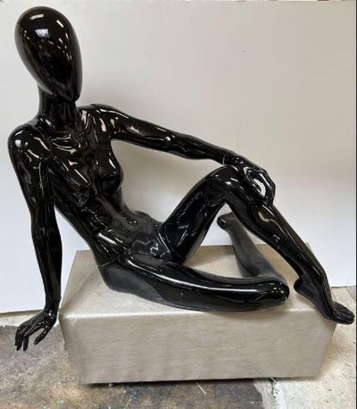 Used Seated Female Egghead Mannequin- Black