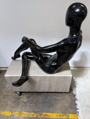 Used Seated Female Egghead Mannequin- Black