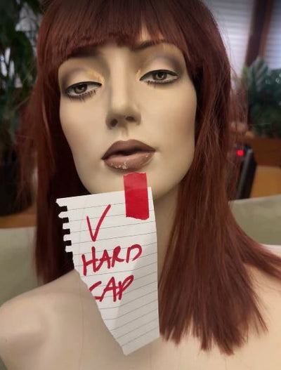 Nearly New Hard Cap Wig- Auburn with Bangs