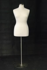 Size 14/16 White Jersey Plus Size Body Form with Round Gold Metal Base