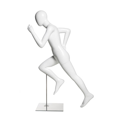 Running Youth Mannequin: Male Glossy White 4'1"