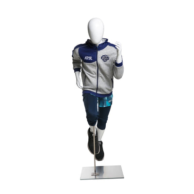 Running Youth Mannequin: Male Glossy White 4'1"