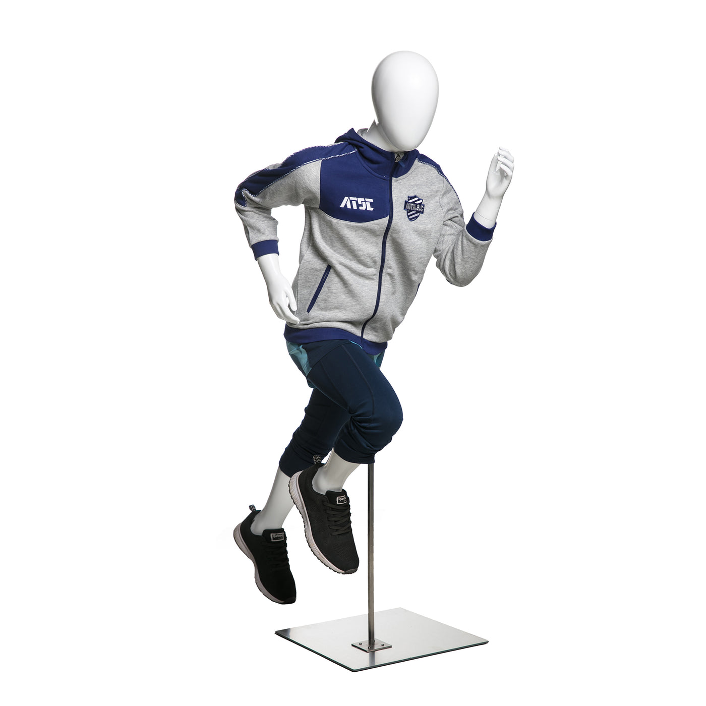 Running Youth Mannequin: Male Glossy White 4'1"