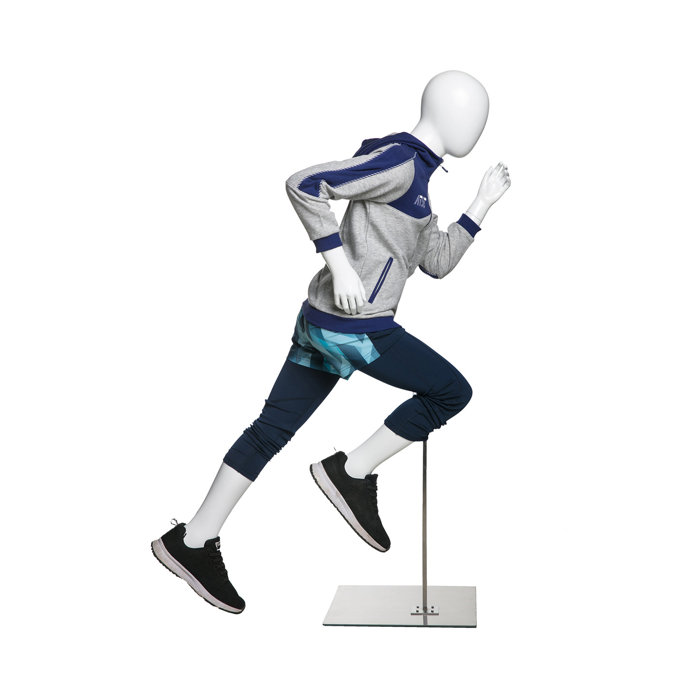 Running Youth Mannequin: Male Glossy White 4'1"