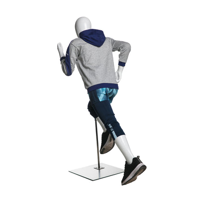 Running Youth Mannequin: Male Glossy White 4'1"