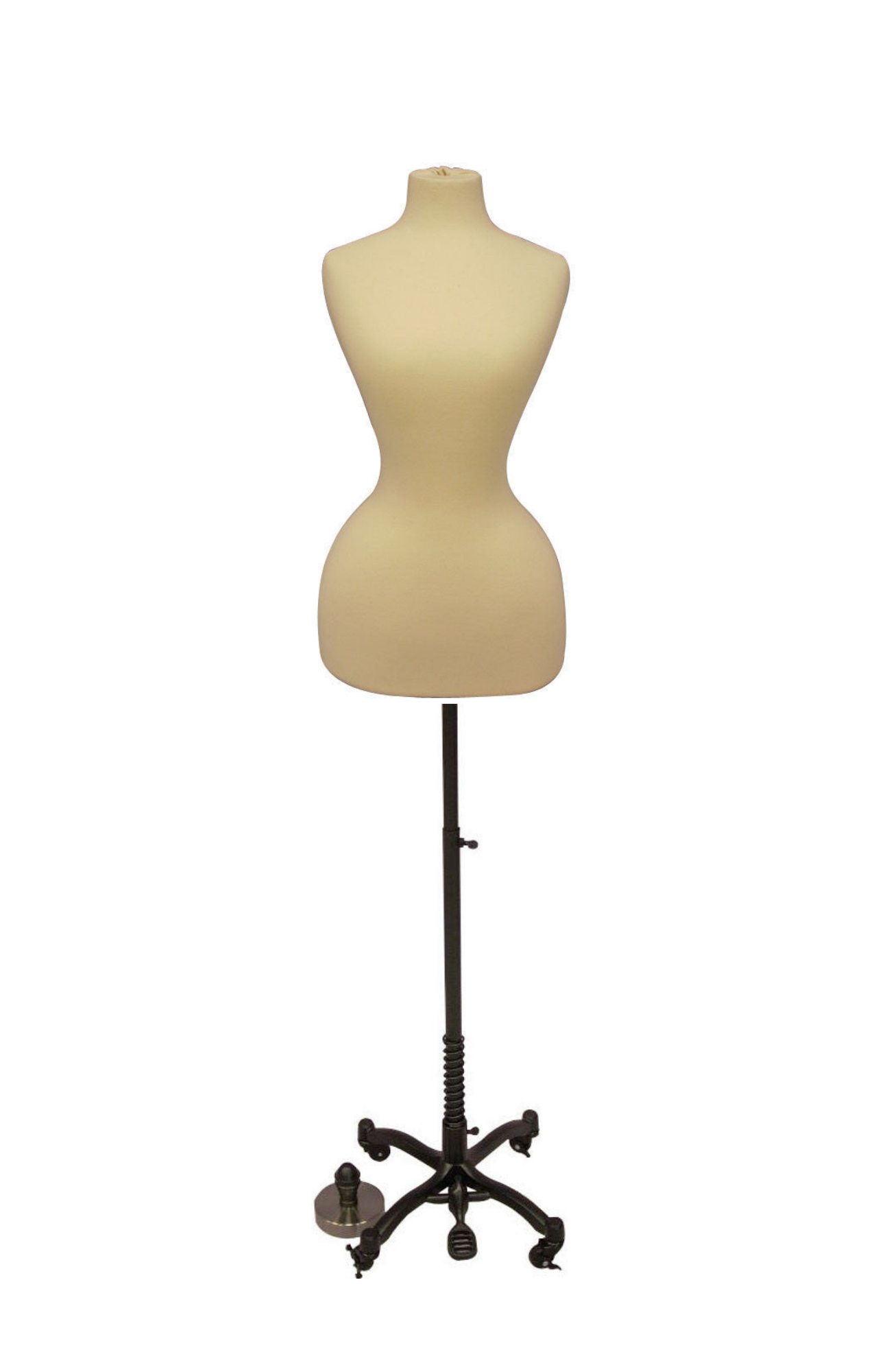 Wasp Waist Corset Dress Form: White Jersey on Black Wheeled Base Wasp Waist Corset Dress Form: White Jersey on Black Wheeled Base