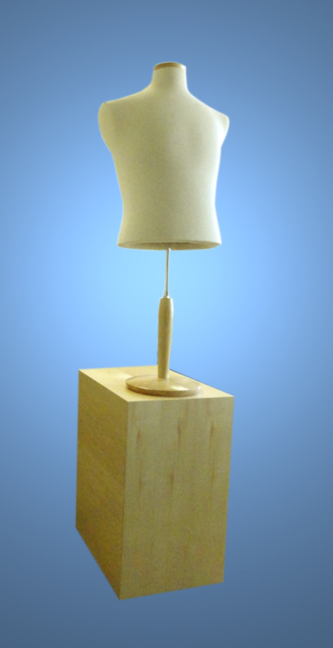 Male Shirt, Cream Jersey, Natural Wood Neck and Base